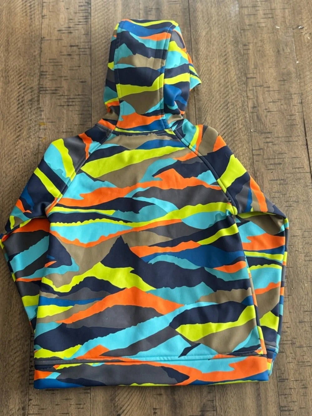 Burton Kids Zip Hoodie in Blue, Green & Orange Camo